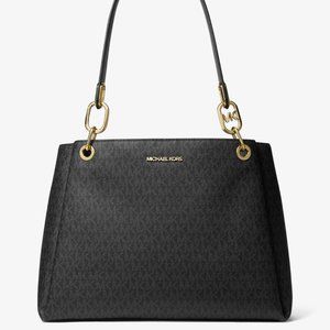MICHAEL MICHAEL KORS Trisha Large Logo Shoulder Bag Black